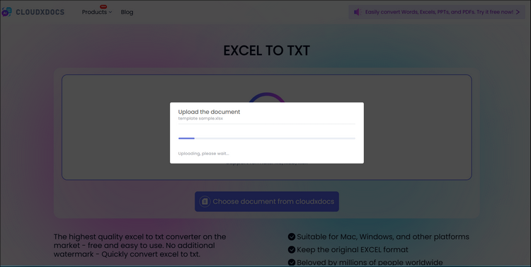 automatic file analysis screenshot of cloudxdocs