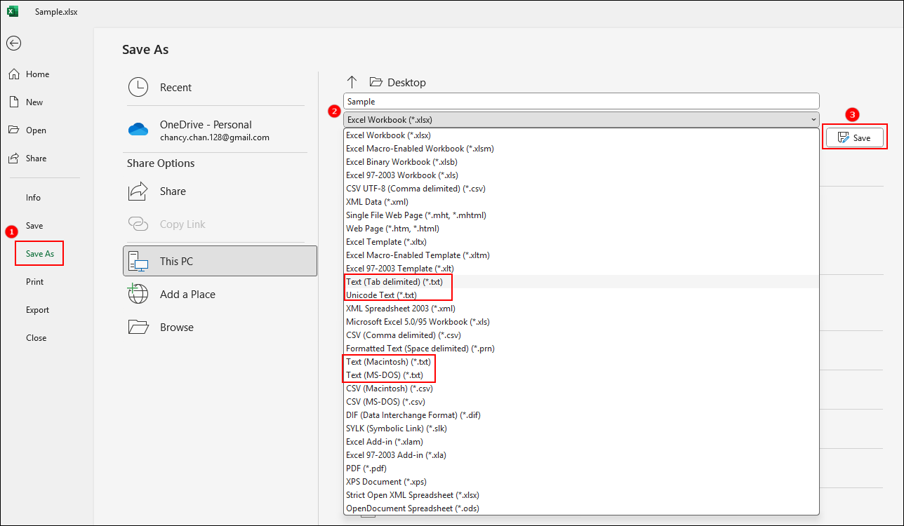 use the save as feature to save the excel file in txt format