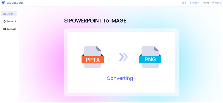 screenshot of the conversion process of cloudxdocs