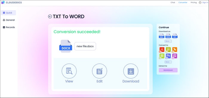 txt to word conversion finished