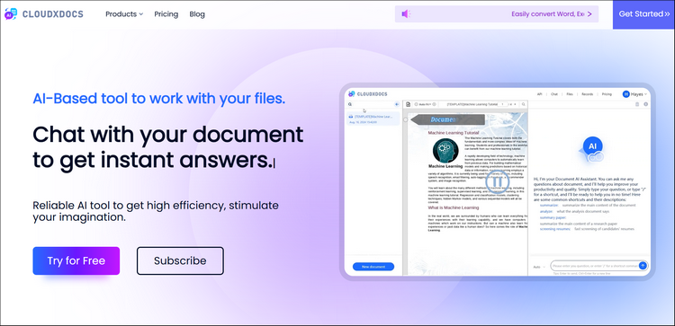 main interface of cloudxdocs