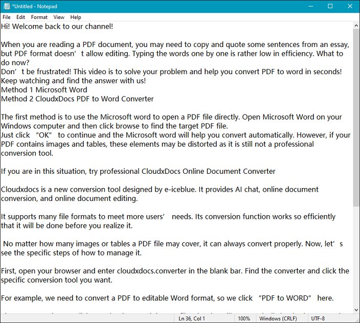 example of a txt file