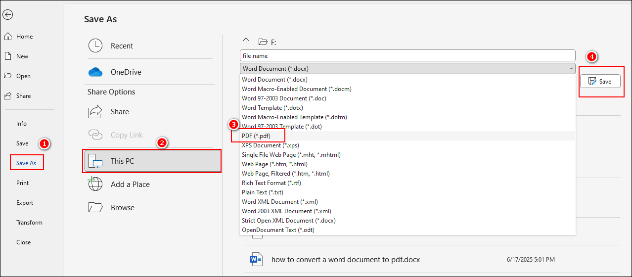 convert word to pdf with microsoft word