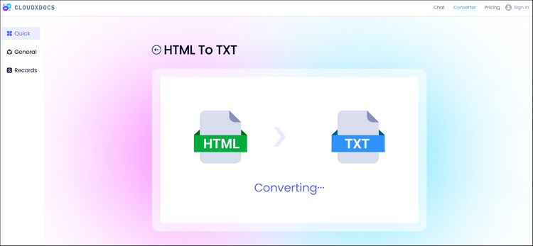 screenshot of converting html to txt process
