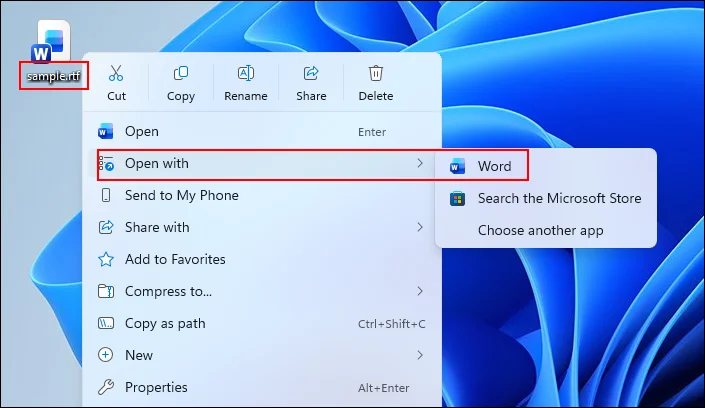opening rtf file with microsoft word