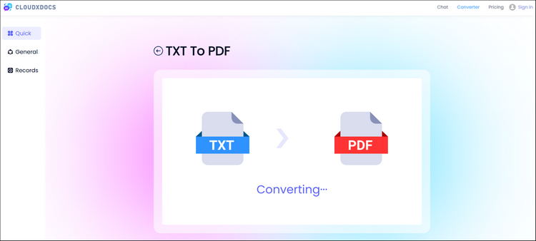 waiting for cloudxdocs automatic txt to pdf conversion